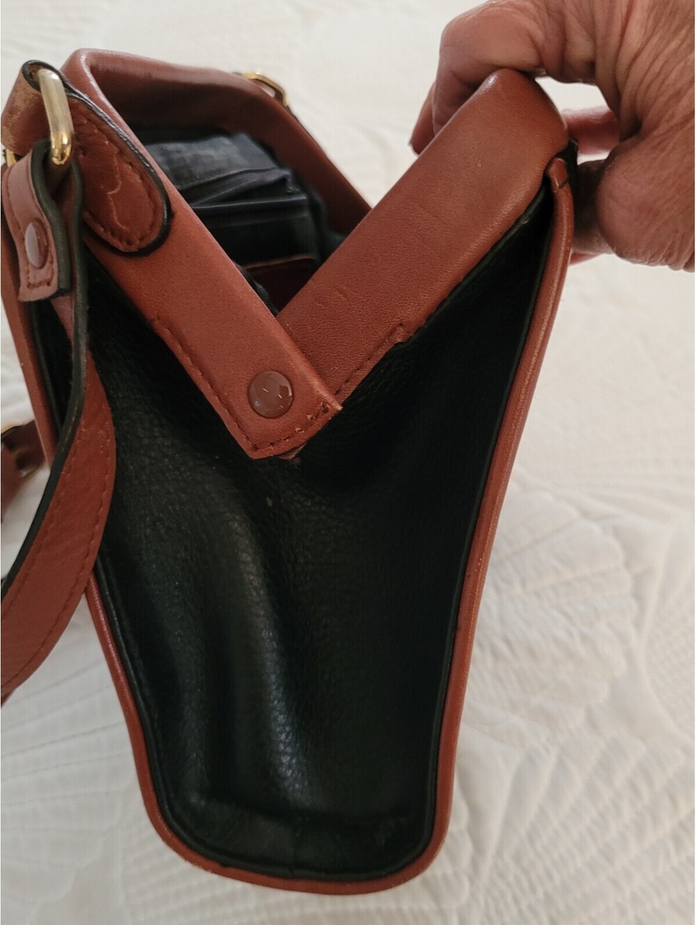 VTG Etienne Aigner Black Pebble Leather Structured Frame Satchel Crossbody Purse - Picture 9 of 9